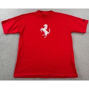 Ferrari Shirt Men's XL Red Solid Short Sleeve Crew Neck Graphic Horse Logo Tee